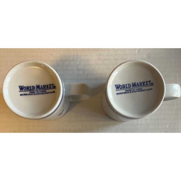 World Market Asian Inspired Tea Cups Infusers Set/2 Blue White Floral No Lids - Picture 6 of 8